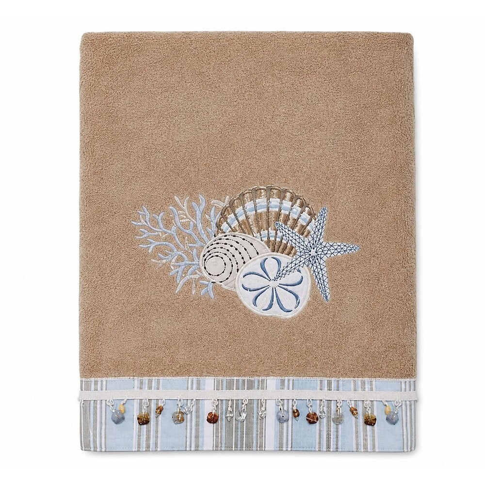 Avanti By The Sea Bath Towels Embroidered Beaded Beach Summer Home Set of 2